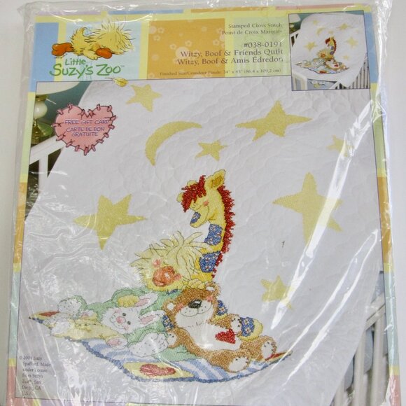NEW Janlynn Suzys Zoo Cross Stitch Baby Quilt Kit Witzy Boof & Friends 38-191